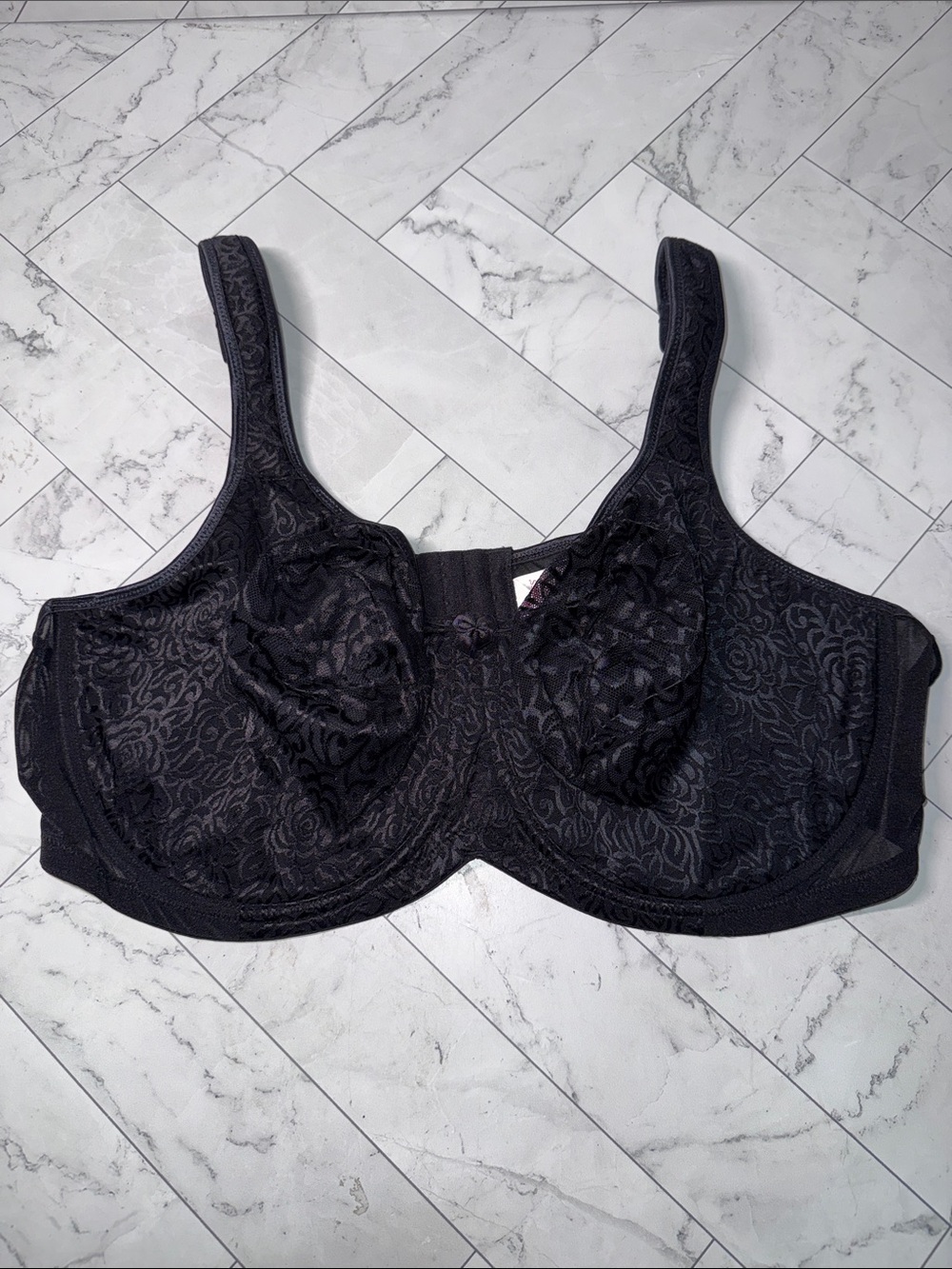 NWT Breezies Wild Rose Seamless Underwire Support Bra Black 48DD